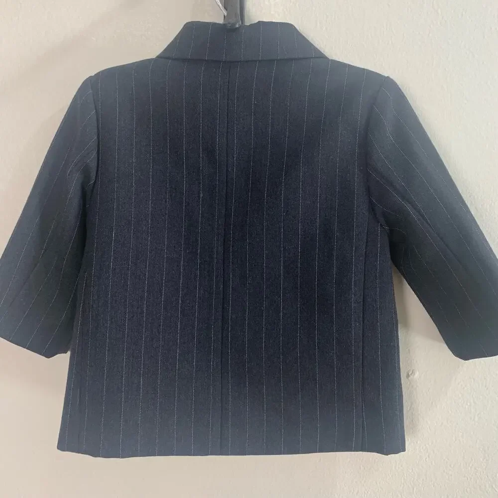 Gymboree Size 6-12 Months Baby Wool Pinstriped Blazer Jacket Carcoal Black